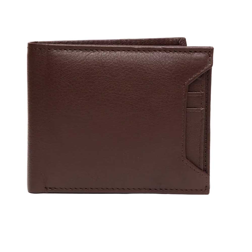 RFID Protected Deep Brown Genuine Leather Bi-Fold Wallet Men's Deep Brown Leather Bi-Fold RFID Wallet - Image 1