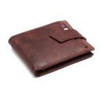 Men's Distressed Cognac Leather RFID Wallet with Secure Snap Closure