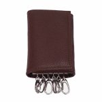 Men's Pebbled Mahogany Leather Fold-Over Key Case (6 Hooks)