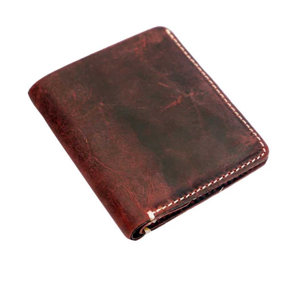 RFID Protected Deep Chestnut Distressed Leather Bi-Fold Wallet Men's Distressed Leather Bi-Fold RFID Wallet | Chestnut Brown - Image 1