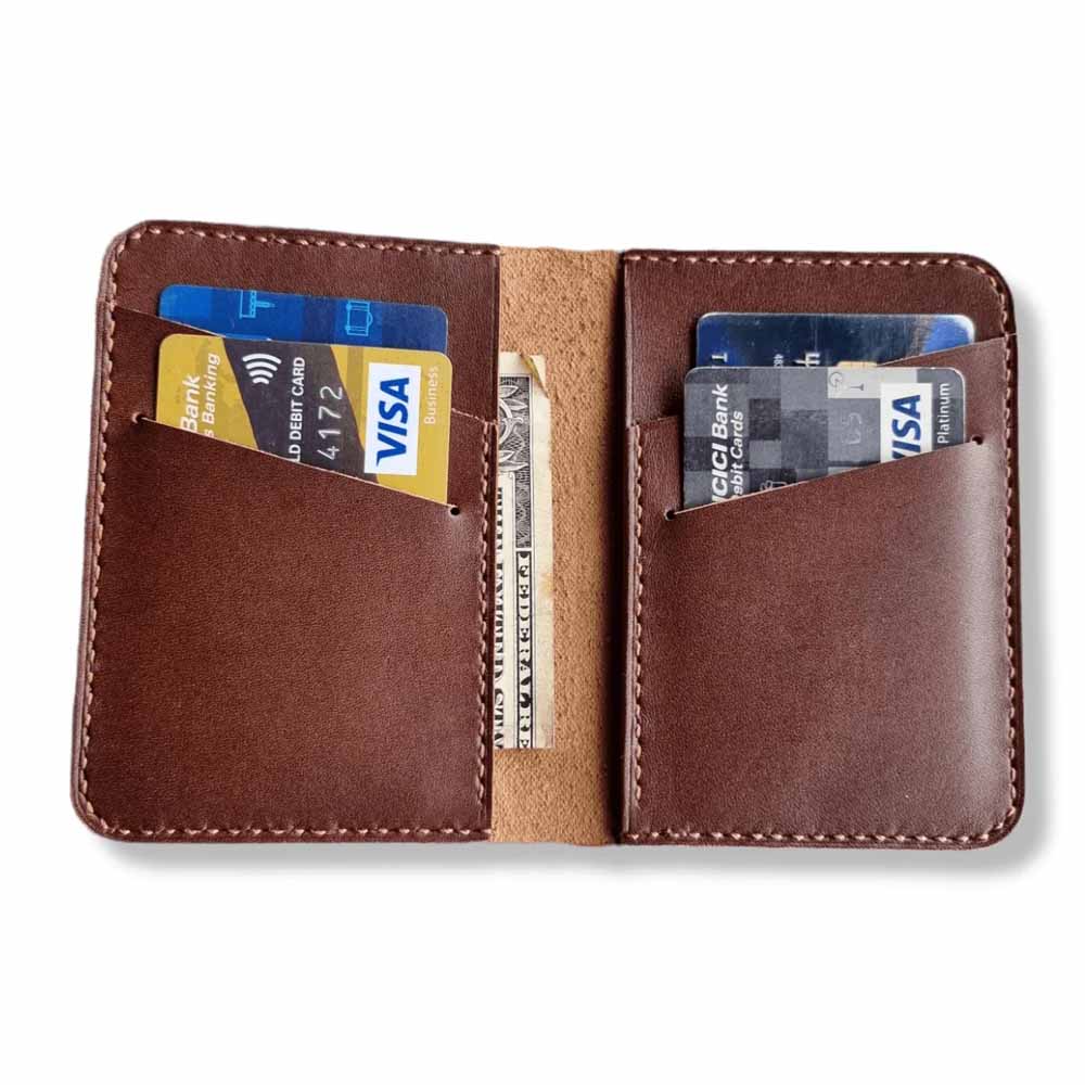 RFID Protected Deep Chocolate Brown Slim Bi-Fold Card Holder Men's Slim Bi-Fold RFID Leather Wallet - Deep Chocolate Brown - Image 1