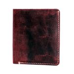 Men's Distressed Burgundy Leather RFID Wallet with Contrast Stitching