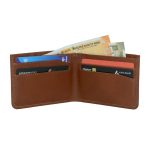 Men's Tan Leather Bi-Fold RFID Wallet | Streamlined Profile