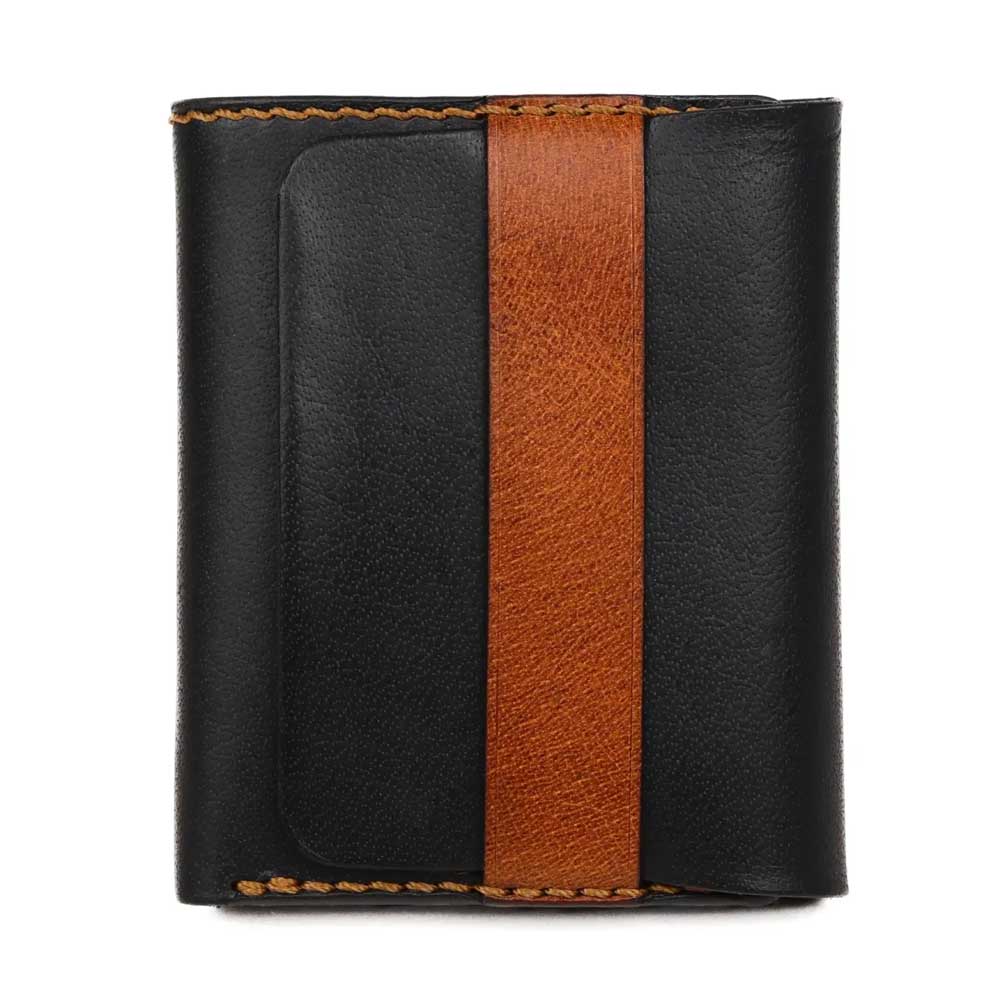 RFID Protected Two-Tone Black & Cognac Leather Contrast Wallet Men's Two-Tone Black & Cognac Leather RFID Wallet - Image 1