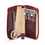 Rich Burgundy Leather Key Organizer for Car Fob and House Keys