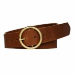 Women's Rich Cognac Leather O-Ring Statement Belt