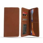 Smooth Tan Leather Travel Organizer Wallet with Document Pocket