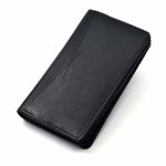 Slim Black Leather Long Wallet for Executive Men