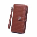 Textured Medium Brown Leather Wristlet Wallet (Fits Phone)